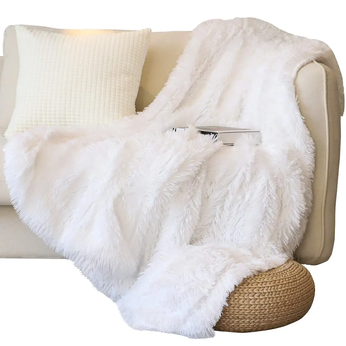 Tuddrom Decorative Extra Soft Faux Fur Throw Blanket 127x152 cm (50"x60") | Soft, Fluffy, and Warm for All Seasons - main product image
