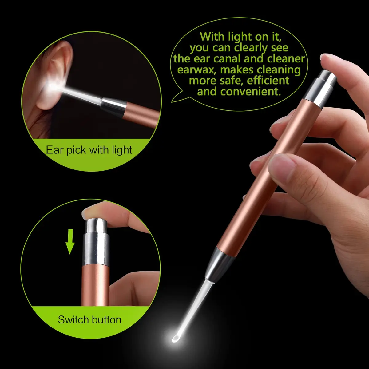 SENLMLER 4 Pack Ear Pick with Light | Safe Ear Wax Removal Kit for Kids & Adults - view 2