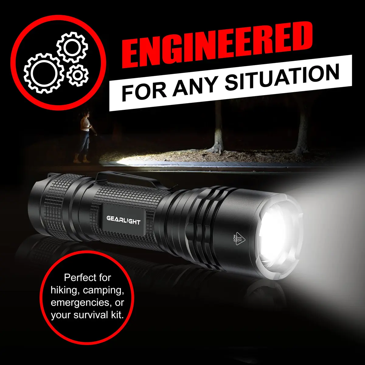 GearLight Tactical LED Flashlight Compact Water Resistant | Military-Grade Aluminum, Drop & Weather Resistant - view 9
