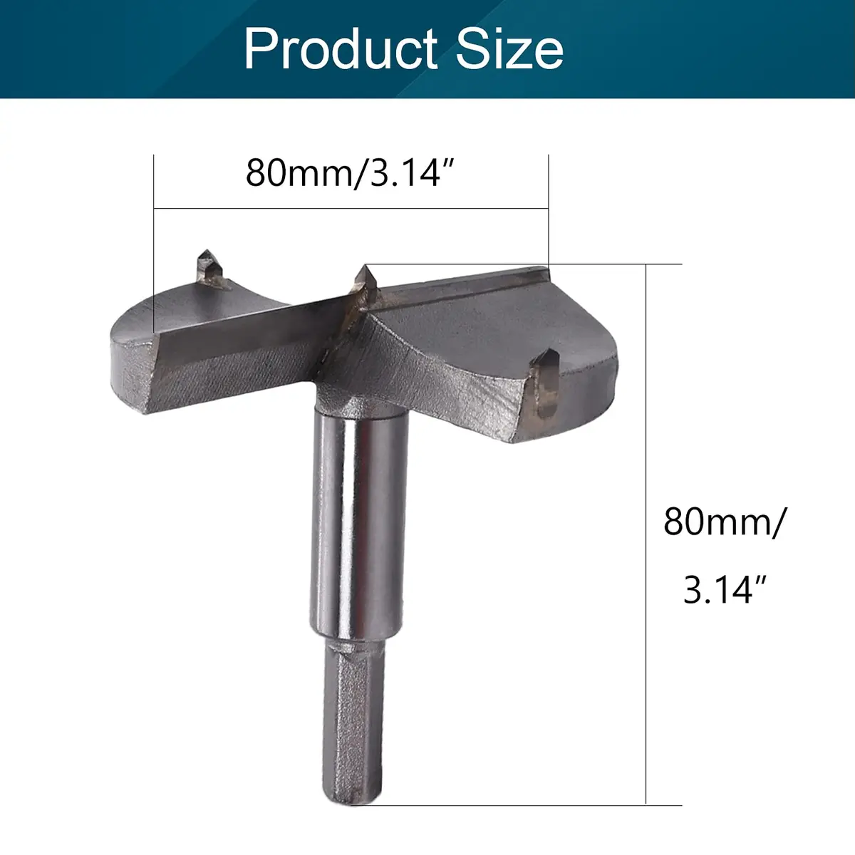 Utoolmart 80mm Forstner Drill Bit | Hex Shank Cemented Carbide Wood Cutter Tool - view 2