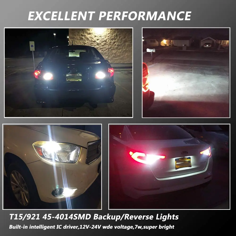 firiKer Vehicle Light Bulb 4PCS Bright White 921 T15 W16W | Error Free Reverse Lights - view 6