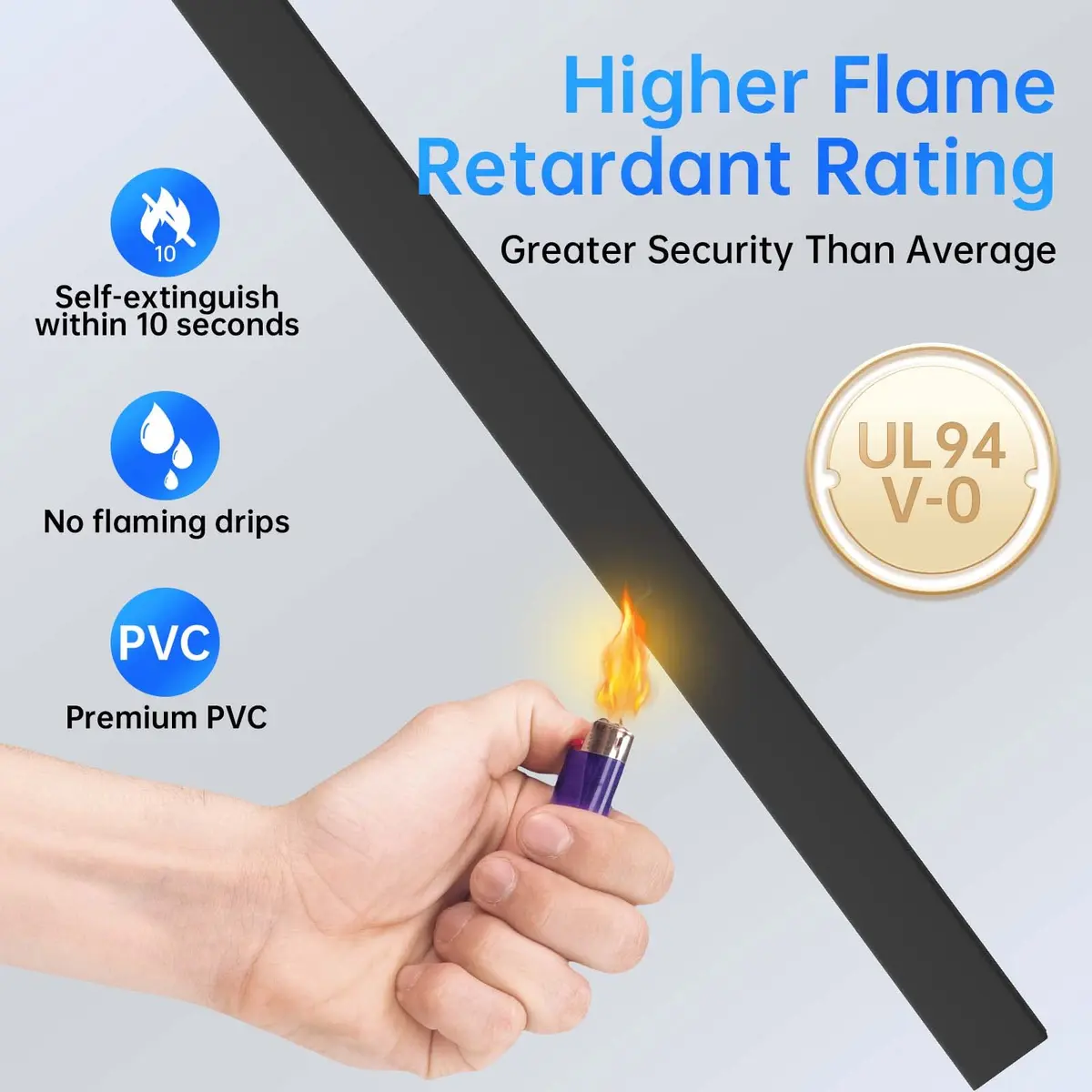 Delamu Black Cord Hider 142in (118.3cm) Total Length | Snap-on Design Cable Raceway for Single Wire - view 4