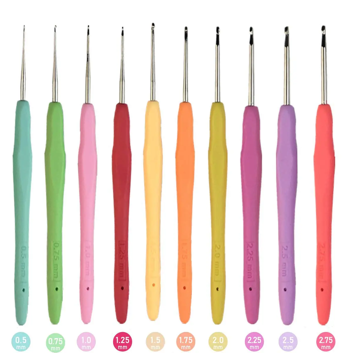 MTGHYARE Crochet Hook Set 0.5mm - 2.75mm | Ergonomic Soft Grip Handles for Fine Lacework - main product image