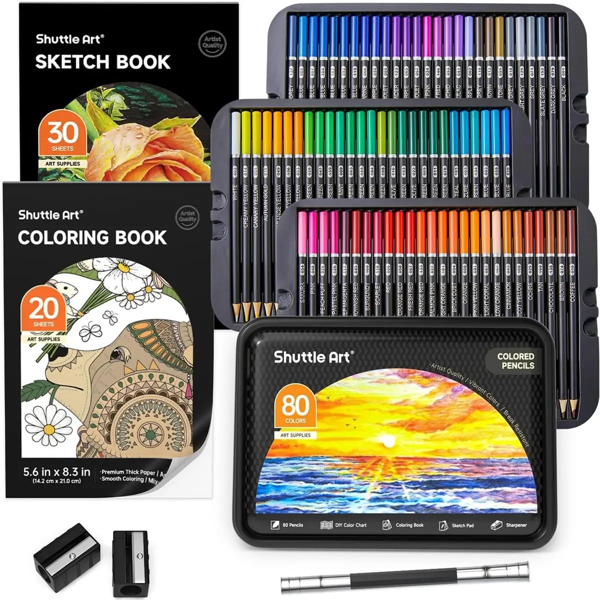 Shuttle Art 80 Colored Pencils for Adults, Soft Core Color Pencil, Drawing Supplies for Adults Kids Artists Beginners Drawing Coloring Sketching | Vibrant Colors, Break-Resistant, 3.0mm Lead - main product image