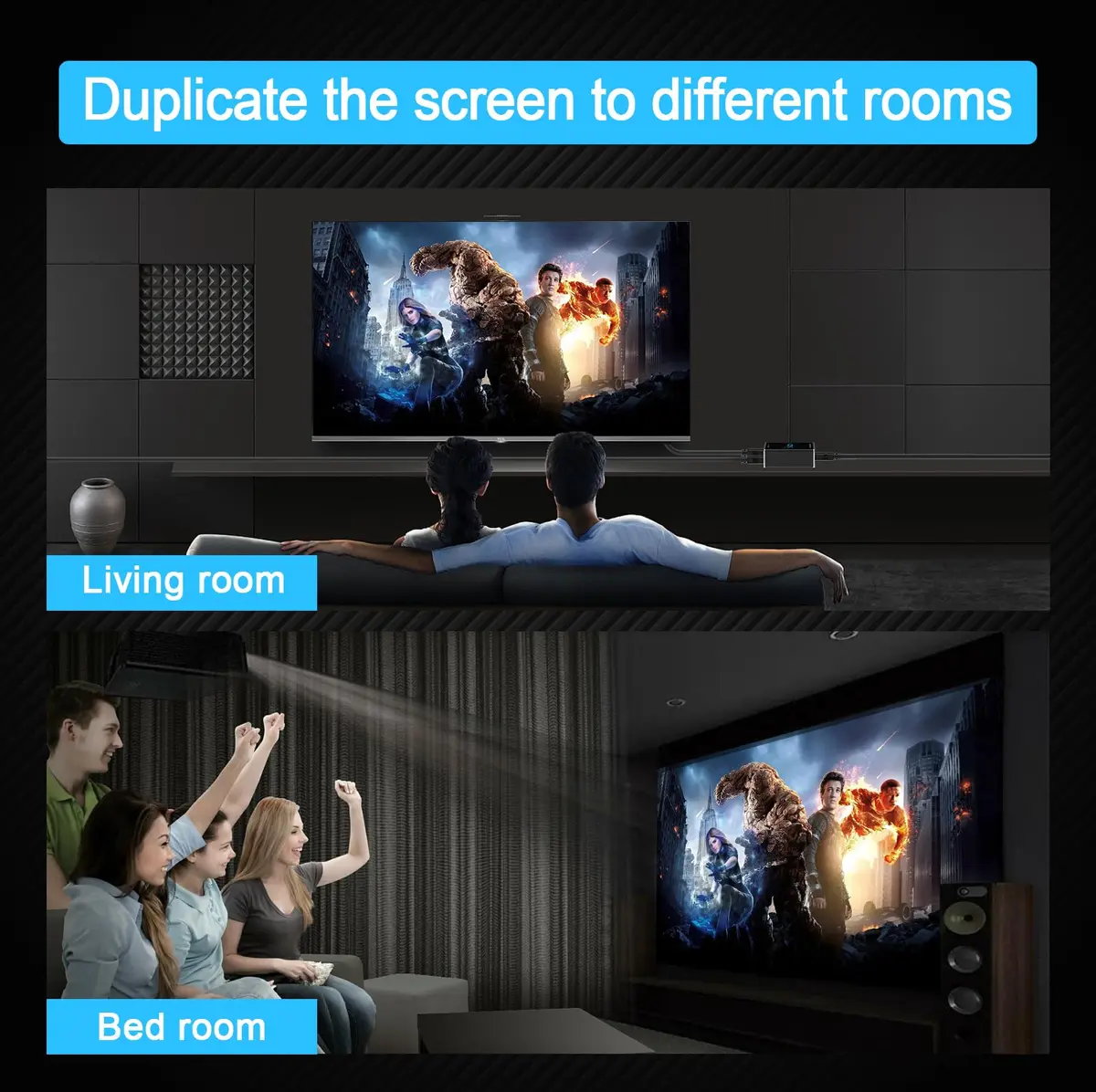 EZCOO 4K HDMI Splitter 1x2 HDR Dolby Atmos Down Scaler 1080P Sync 4:4:4 HDCP2.2 EDID 4K7.1 for Game Xbox PS5 Roku | Supports HDR & Dolby Vision - view 6