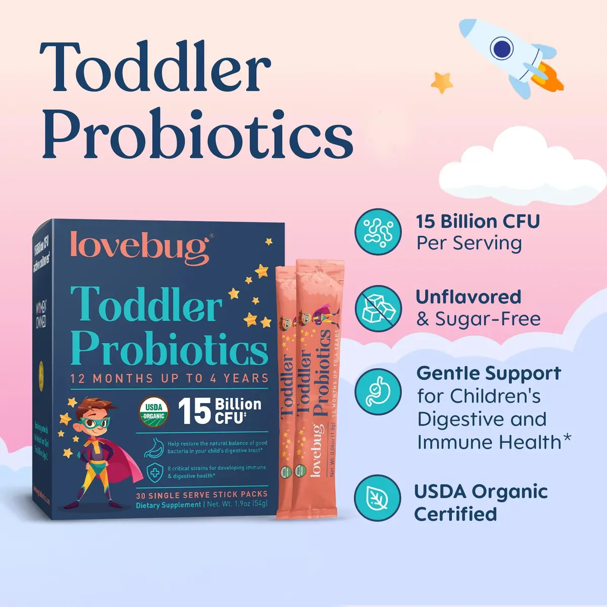 LOVEBUG Toddler Probiotics with Fiber 60 Count | Supports Digestive & Immune Health - view 2
