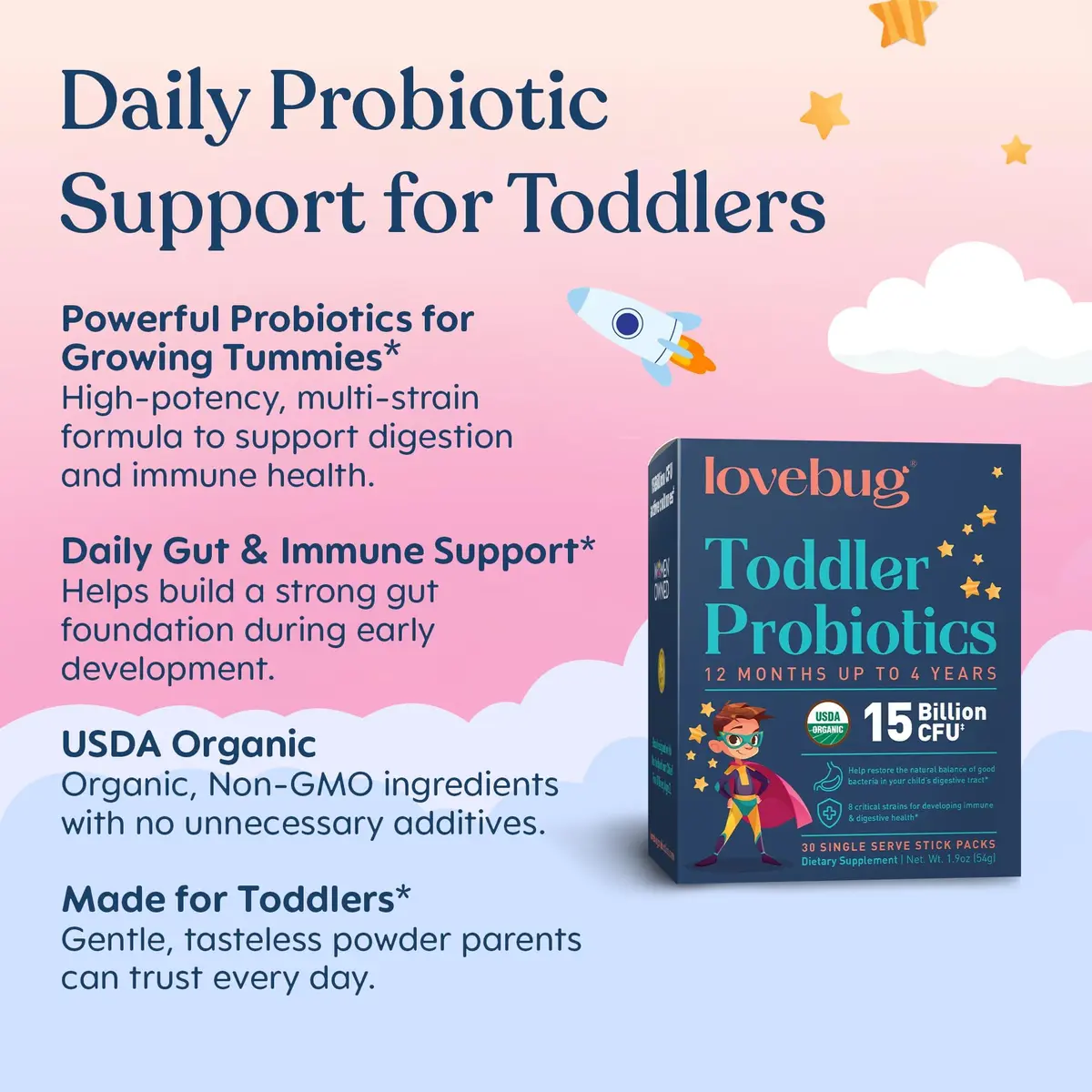 LOVEBUG Toddler Probiotics with Fiber 60 Count | Supports Digestive & Immune Health - view 3