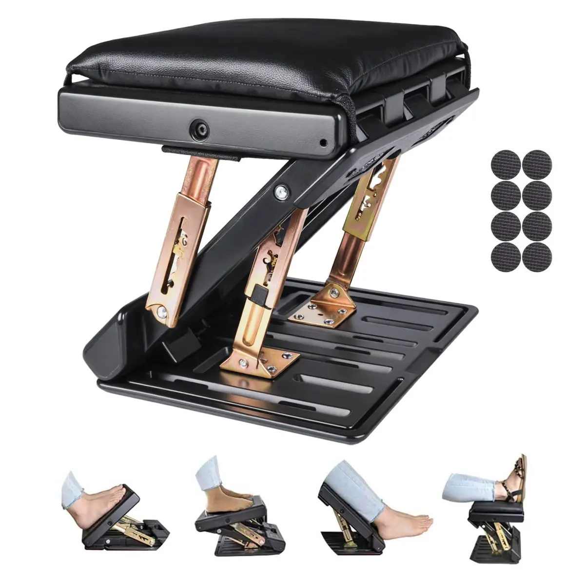 Leermart Adjustable Under Desk Footrest with Massage Balls & Soft Pad, 31.5cm x 31cm x 8.5cm (12.4" x 12.2" x 3.4") | Ergonomic Support for Office & Home - main product image