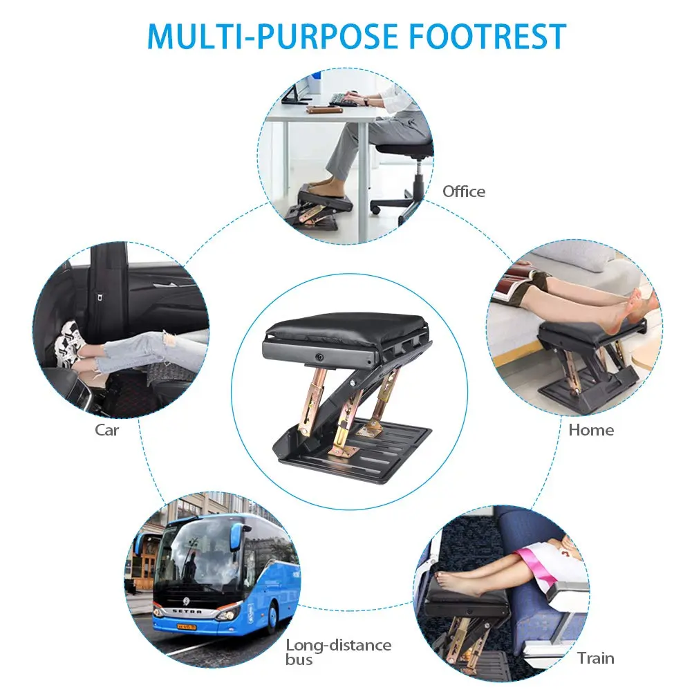Leermart Adjustable Under Desk Footrest with Massage Balls & Soft Pad, 31.5cm x 31cm x 8.5cm (12.4" x 12.2" x 3.4") | Ergonomic Support for Office & Home - view 8