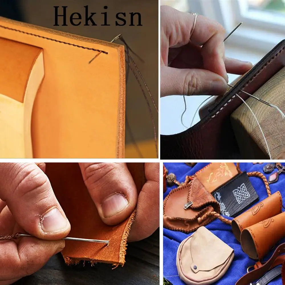 HEKISN Professional Large-Eye Leather Stitching Needles (1.73"/2.28"/2.76") | Stainless Steel Craft Tool Set - view 5
