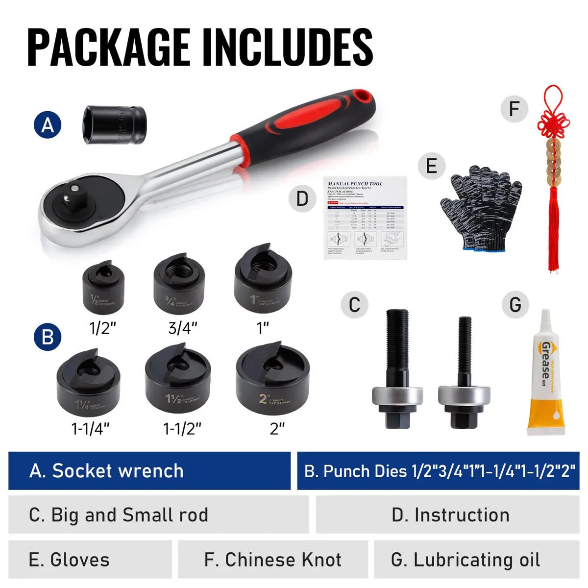 iGeelee Hole Punch Set 6-Piece | Clean, Versatile, Durable for Metal & DIY Projects - view 6