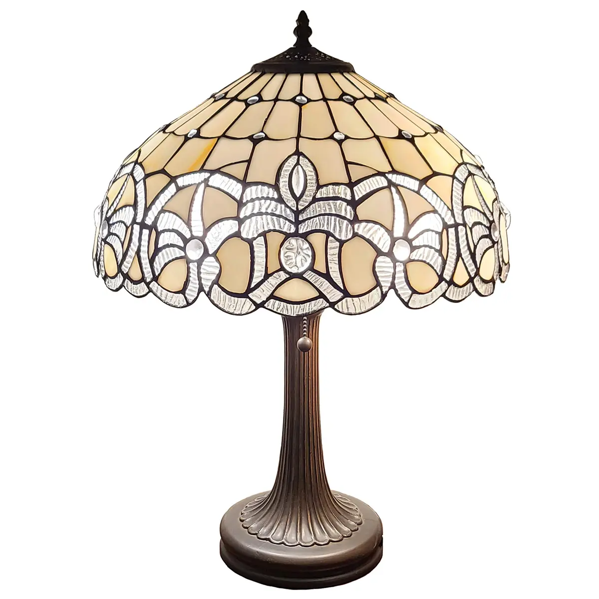 Amora Tiffany Style Table Lamp Banker 24" | Vintage Antique Decor with Handcrafted Glass - view 4