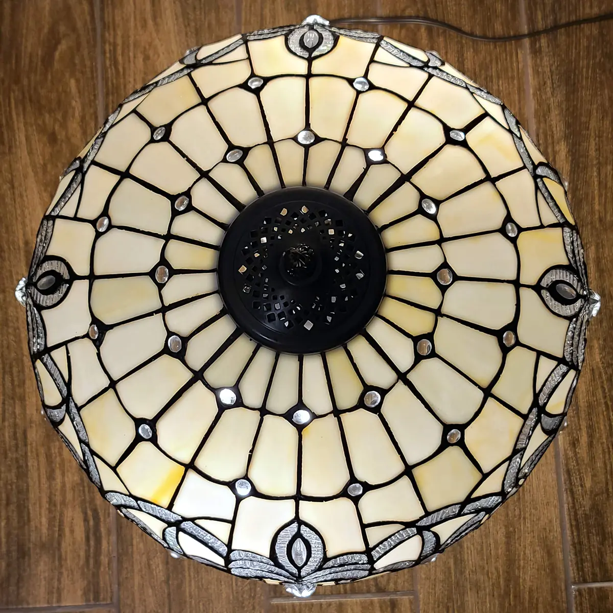 Amora Tiffany Style Table Lamp Banker 24" | Vintage Antique Decor with Handcrafted Glass - view 5