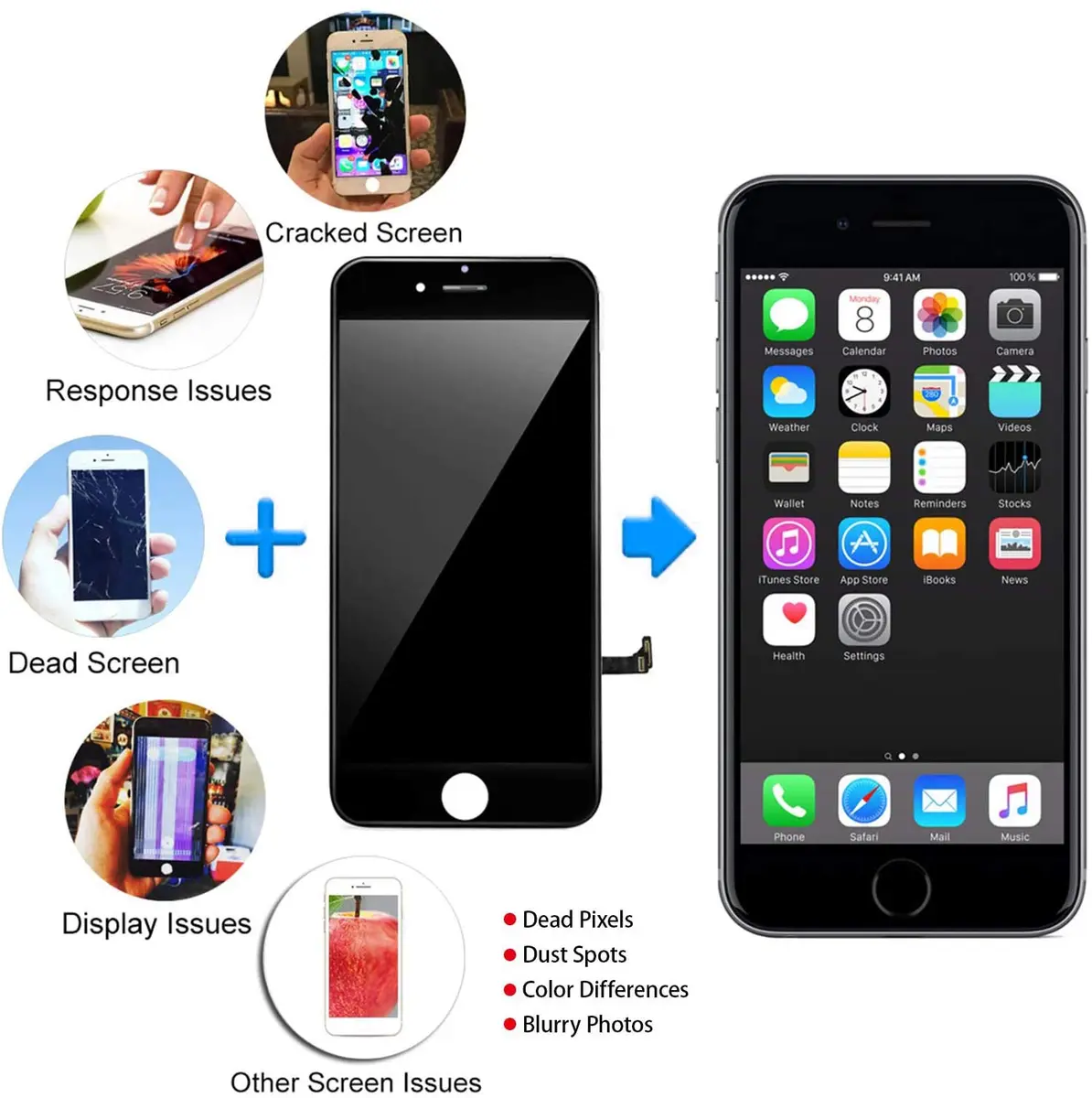 Diykitpl iPhone 8 Plus Screen Replacement Black | Waterproof, Responsive Touch, Easy Install - view 5