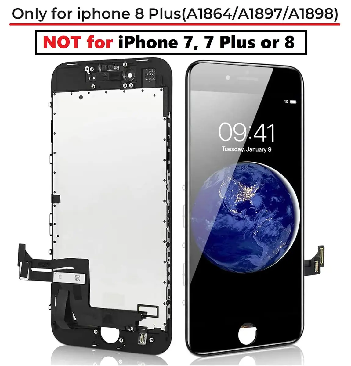 Diykitpl iPhone 8 Plus Screen Replacement Black | Waterproof, Responsive Touch, Easy Install - view 2