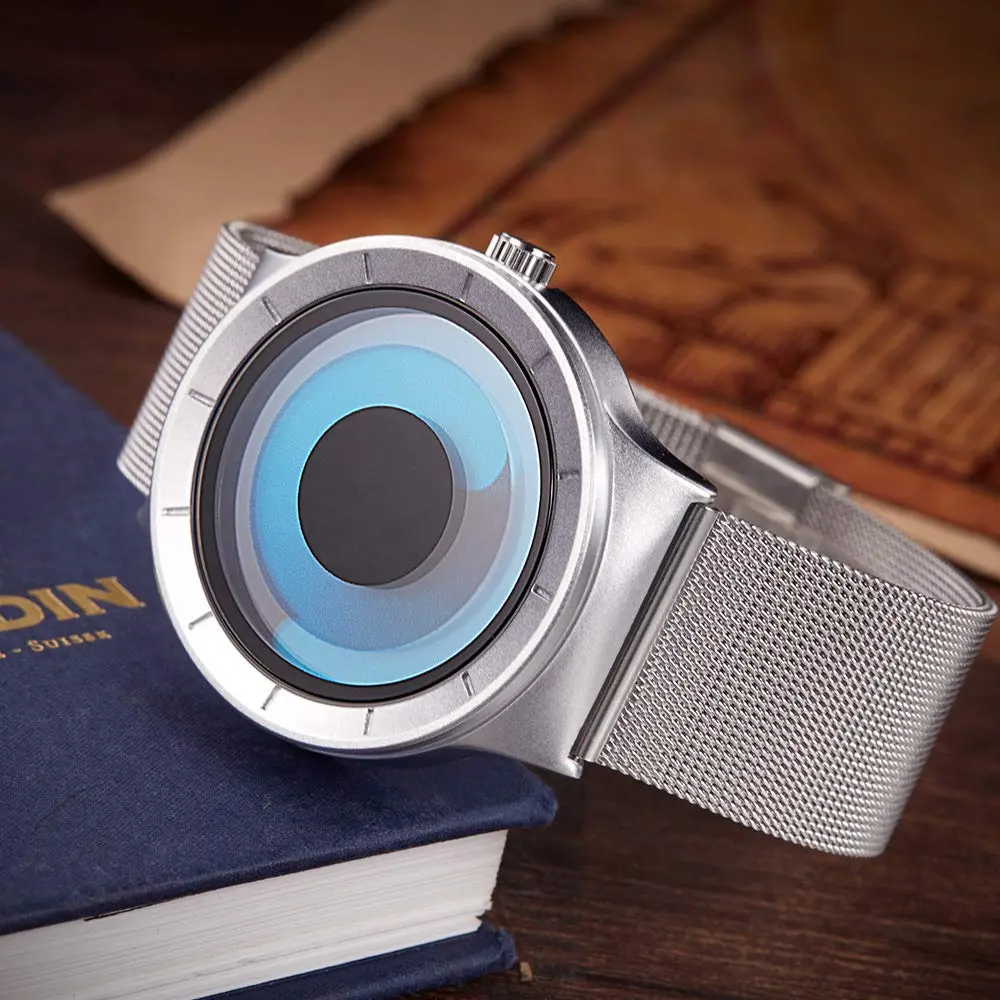 SINOBI Silver Blue Business Watch | Unique No Hands Dial, Japanese MIYOTA Movement, 30M Water Resistance - view 4