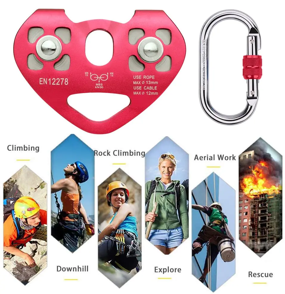 Youngneer Zipline Trolley Kit with 25kN Carabiner & Dual Pulley | Safe Outdoor Climbing Gear (70-120 chars) - view 5