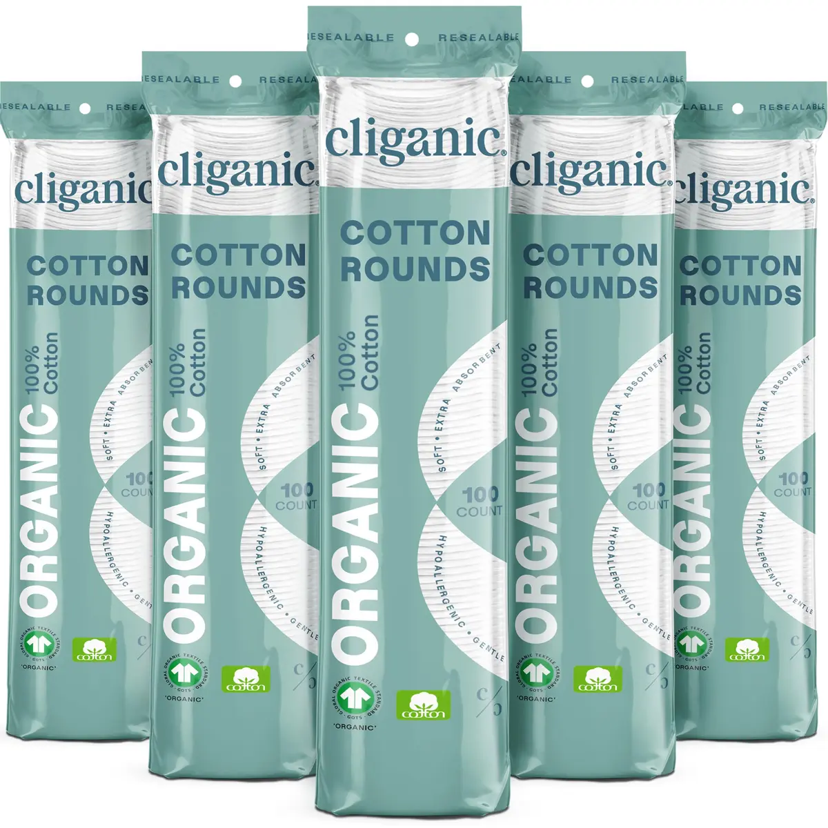 Cliganic Organic Cotton Rounds for Face, Makeup Remover Pads, 500 Count | Hypoallergenic & Eco-Friendly - main product image