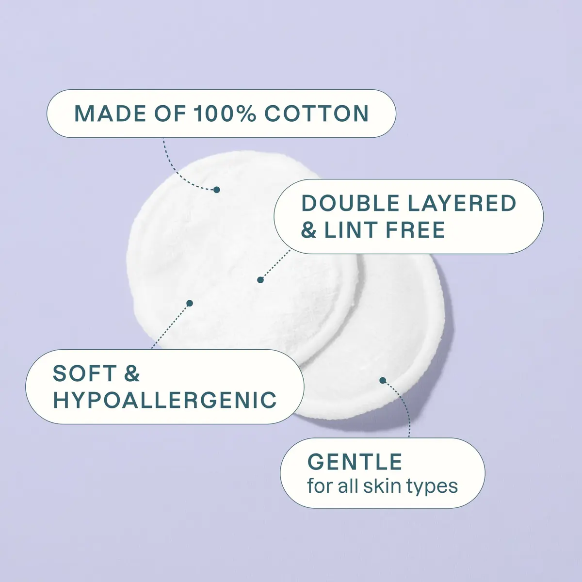 Cliganic Organic Cotton Rounds for Face, Makeup Remover Pads, 500 Count | Hypoallergenic & Eco-Friendly - view 4