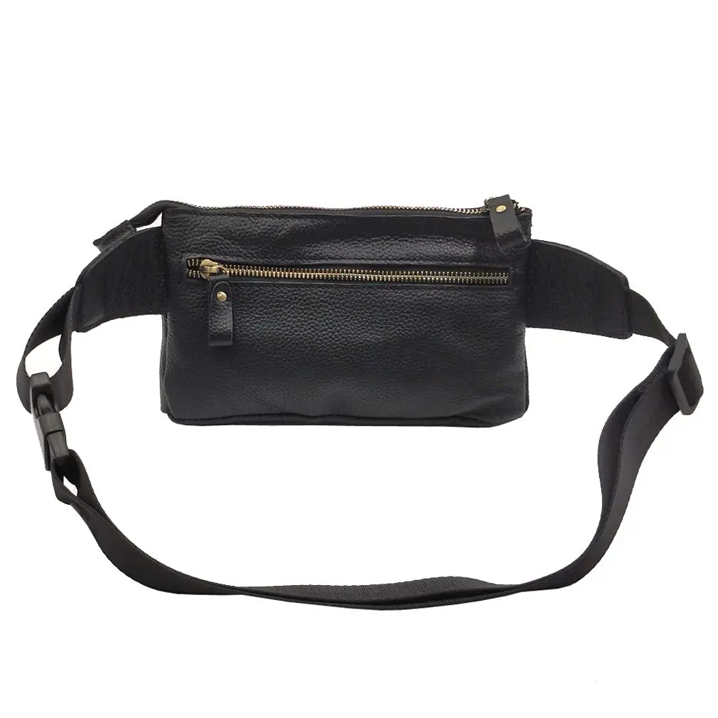 Hebetag Leather Waist Pack Fanny Bag, Black | Vintage Genuine Leather for Outdoor & Daily Use - view 5