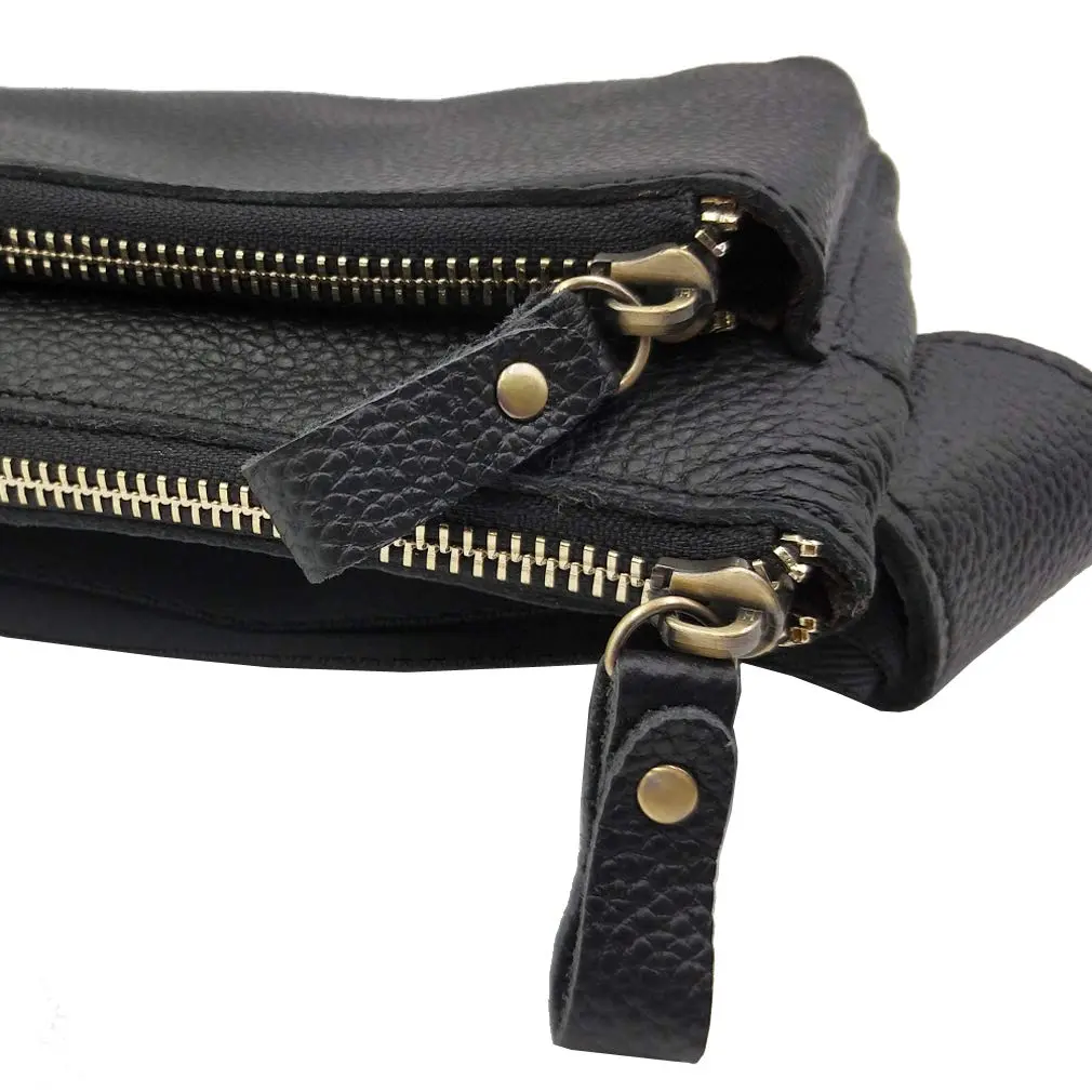 Hebetag Leather Waist Pack Fanny Bag, Black | Vintage Genuine Leather for Outdoor & Daily Use - view 6