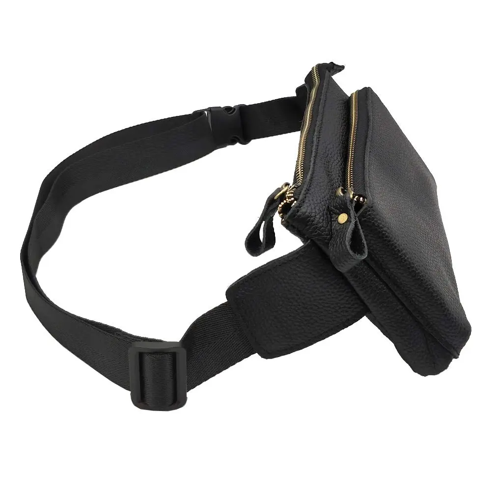 Hebetag Leather Waist Pack Fanny Bag, Black | Vintage Genuine Leather for Outdoor & Daily Use - view 4