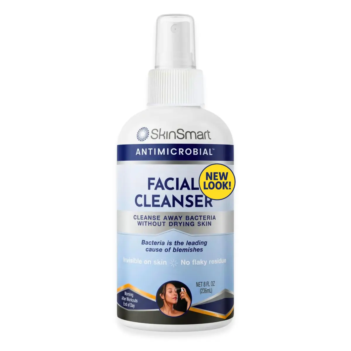 SkinSmart Antimicrobial Facial Cleanser Spray 237ml (8 Fl Oz) | Targets Breakout Bacteria for Clearer Skin - main product image