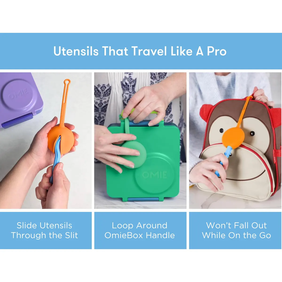 Omie Kids Fork & Spoon Set with Travel Case | BPA-Free, Dishwasher Safe, 3+ Years - view 4