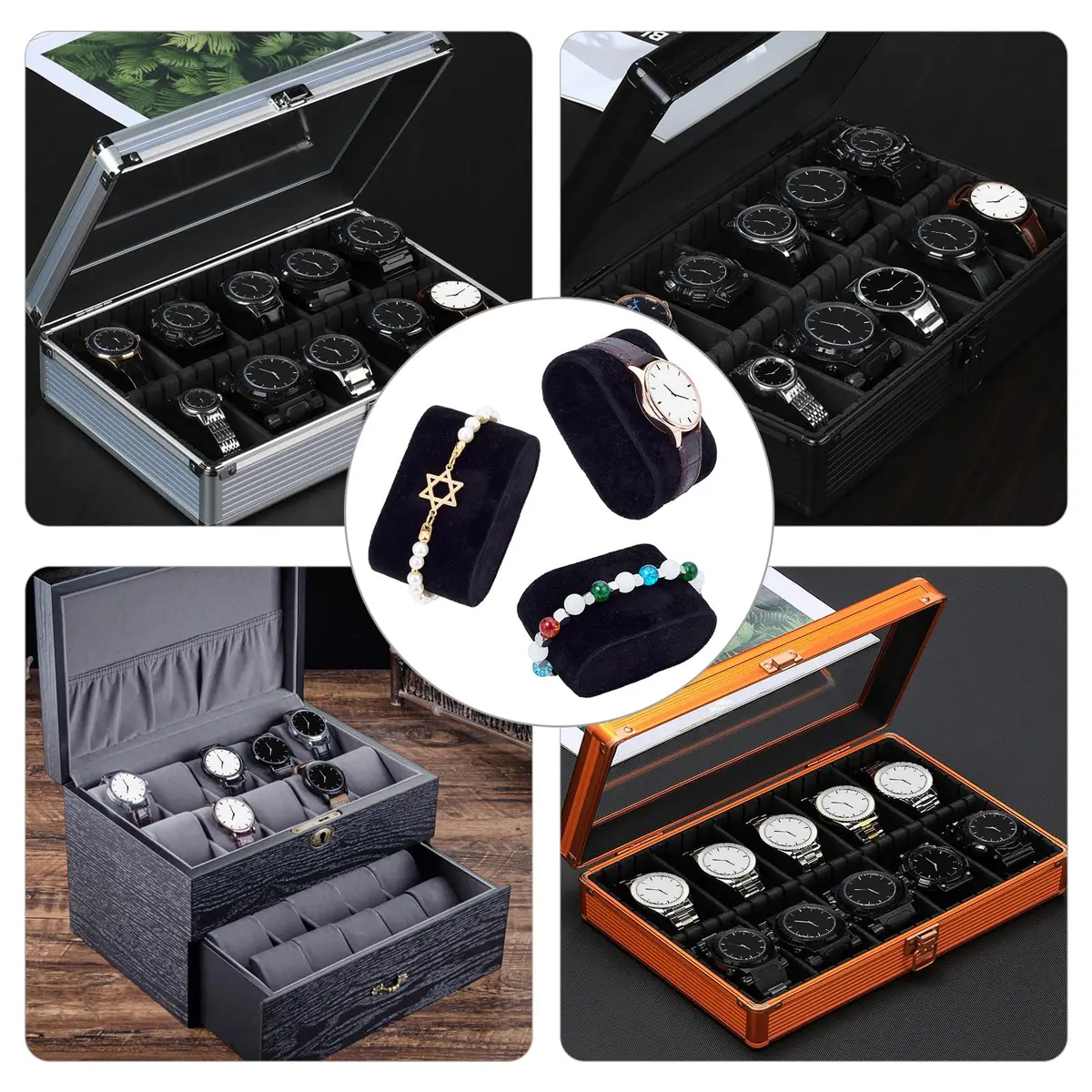 PH PandaHall Jewelry Storage 12pcs Watch Pillow Velvet Black | Stable, Elegant Display for Small Business & Home Use - view 6