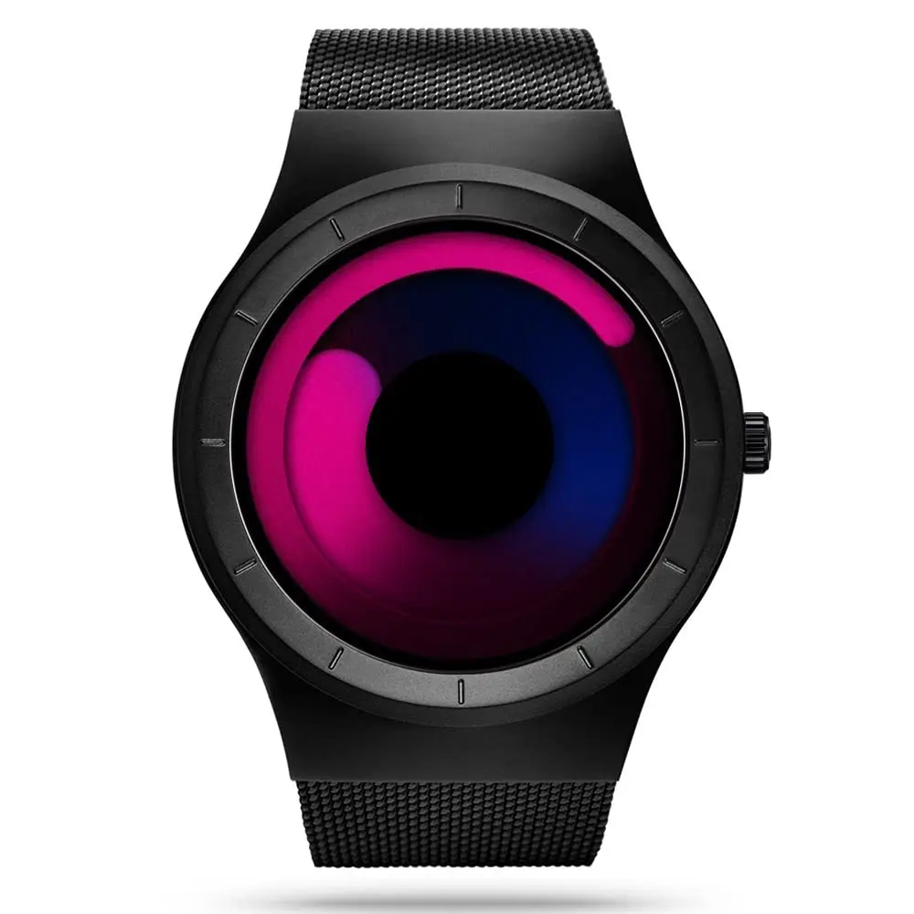 SINOBI Men's Creative Business Watch 43mm Stainless Steel Mesh | Unique No Hands Design, Water-Resistant 30 ATM - main product image