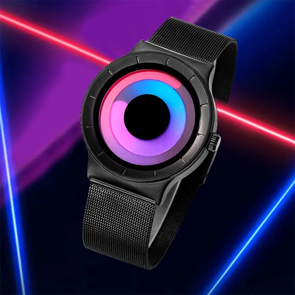 SINOBI Men's Creative Business Watch 43mm Stainless Steel Mesh | Unique No Hands Design, Water-Resistant 30 ATM - view 7