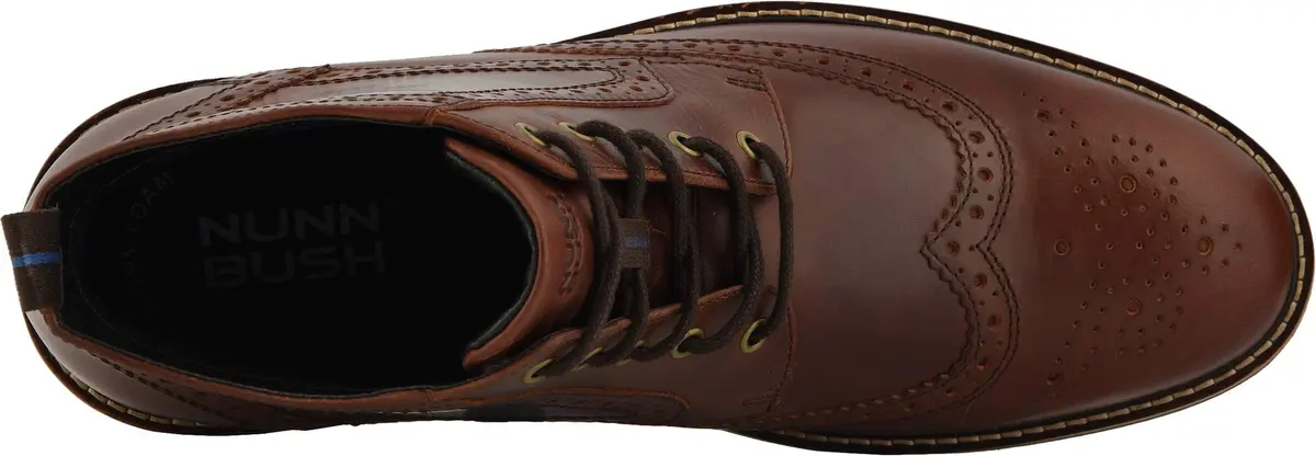 Nunn Bush Odell Wingtip Boot with KORE Walking Comfort Technology Rust 9 XW (4E) | Brogue Wingtip Design, Leather Upper, All-Day Comfort - view 2
