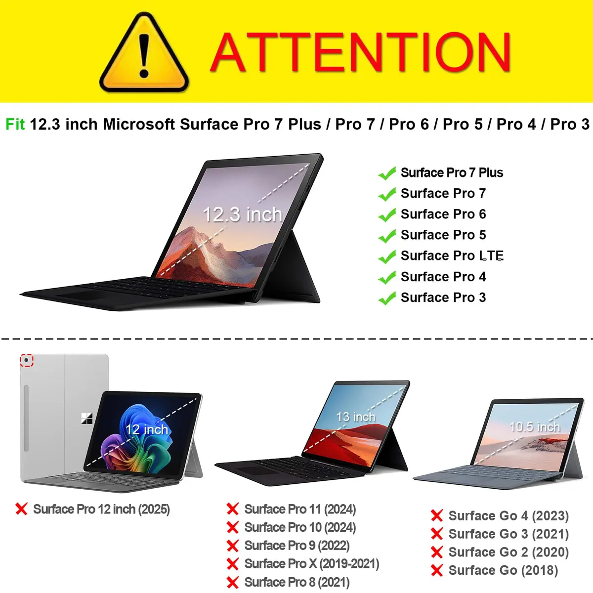 Fintie Case for Microsoft Surface Pro 7 Plus/7/6/5/4/3 12.3-inch Tablet | Premium Synthetic Leather Folio with Kickstand & Stylus Holder - view 2