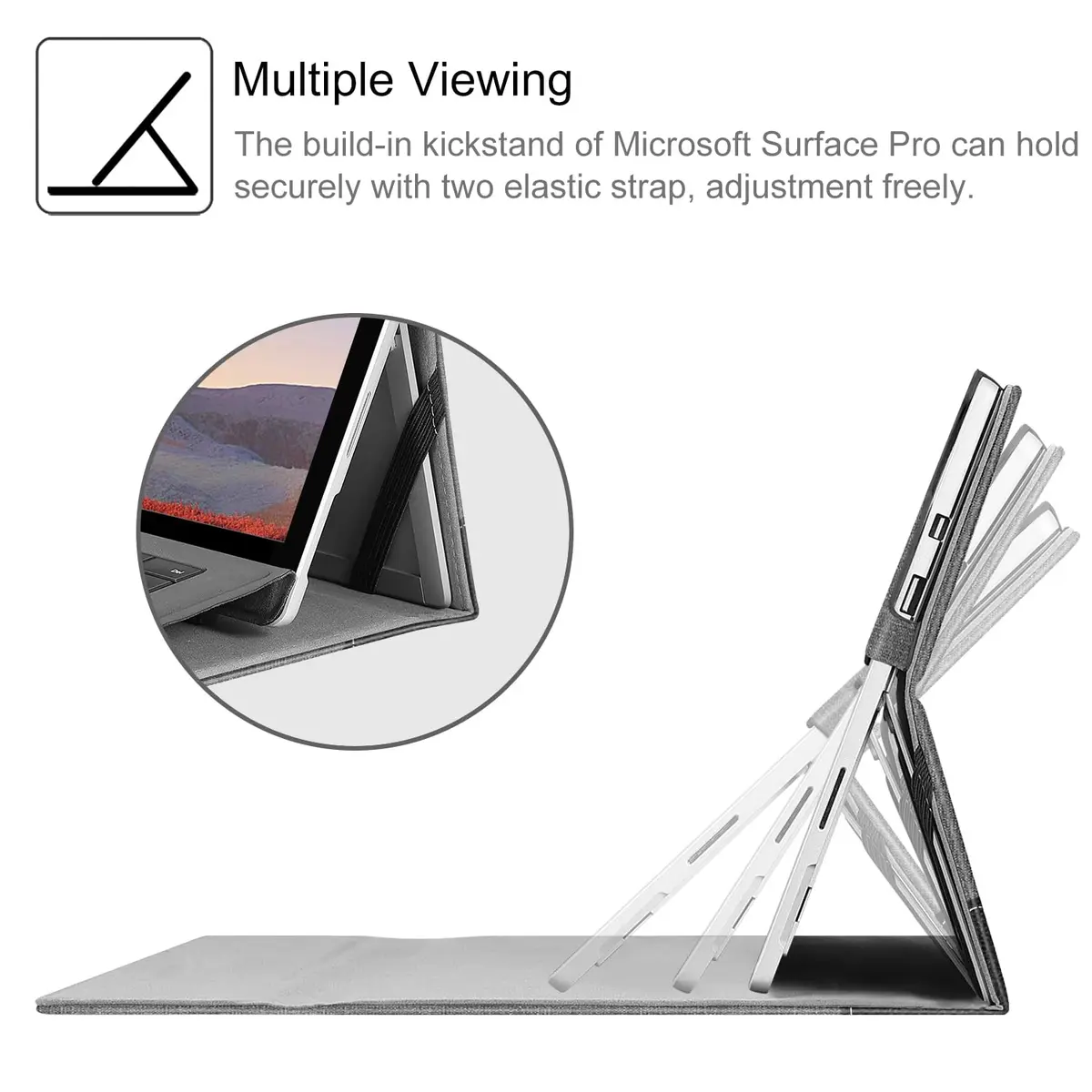 Fintie Case for Microsoft Surface Pro 7 Plus/7/6/5/4/3 12.3-inch Tablet | Premium Synthetic Leather Folio with Kickstand & Stylus Holder - view 3
