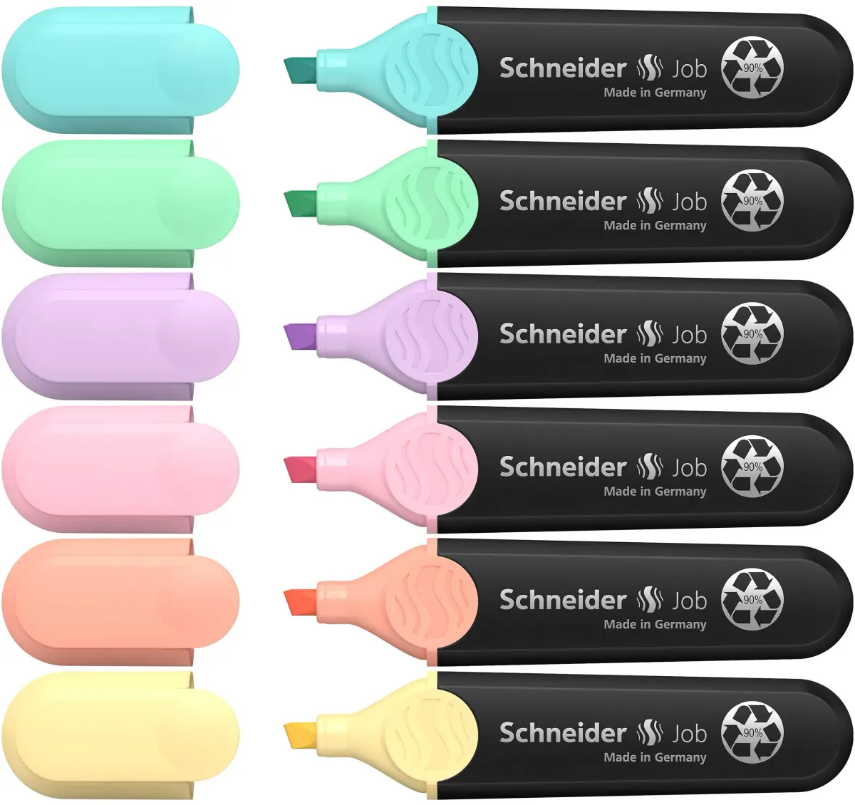Schneider Job Pastel Highlighter Set of 6 | 1-5mm Chisel Tip, 2-Year Freshness Guarantee - main product image