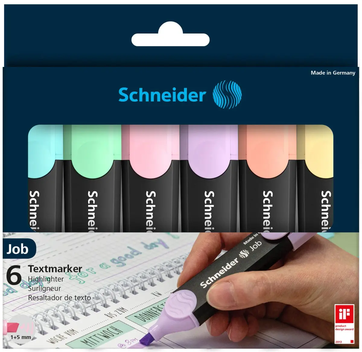 Schneider Job Pastel Highlighter Set of 6 | 1-5mm Chisel Tip, 2-Year Freshness Guarantee - view 7