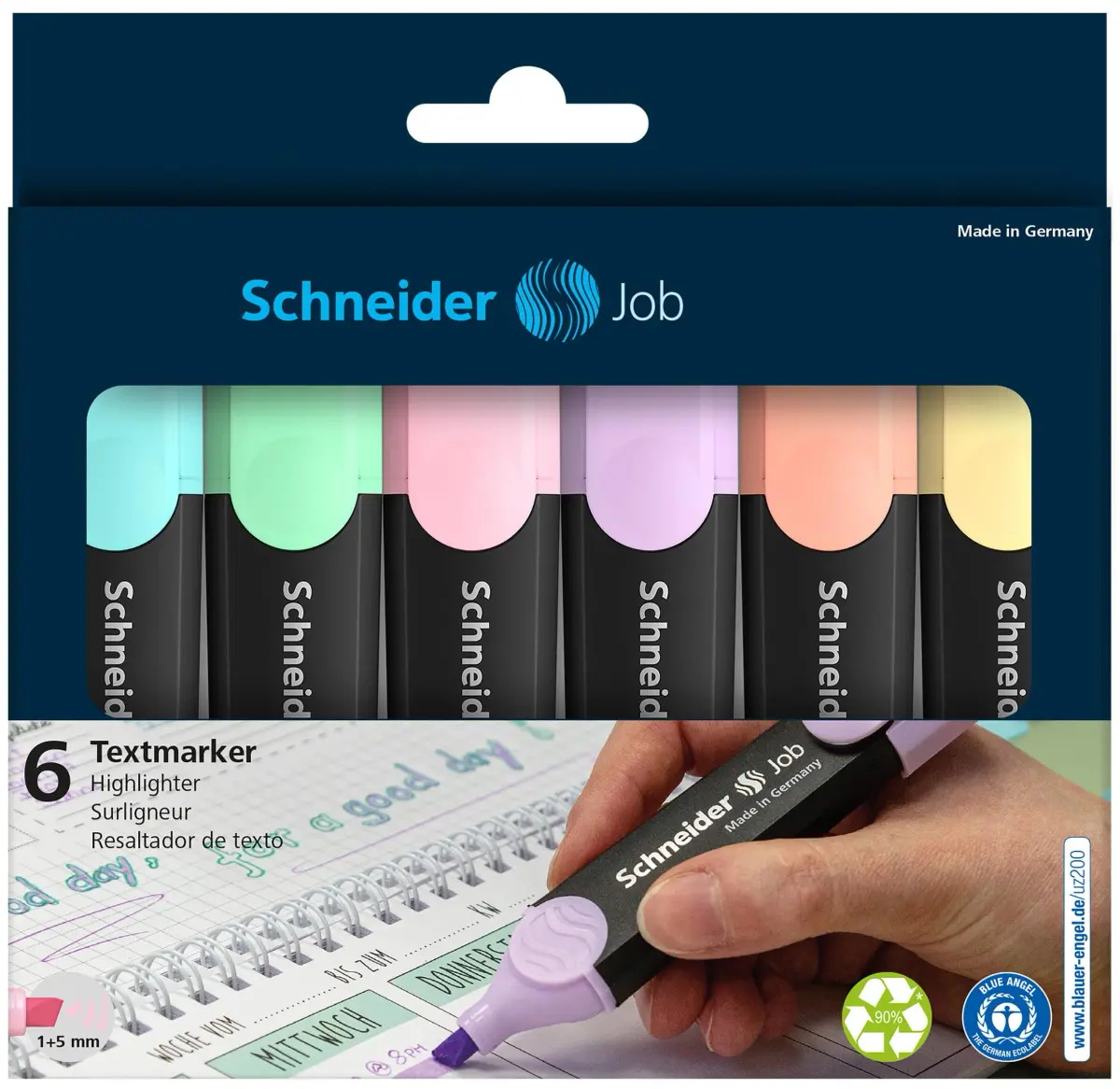 Schneider Job Pastel Highlighter Set of 6 | 1-5mm Chisel Tip, 2-Year Freshness Guarantee - view 4