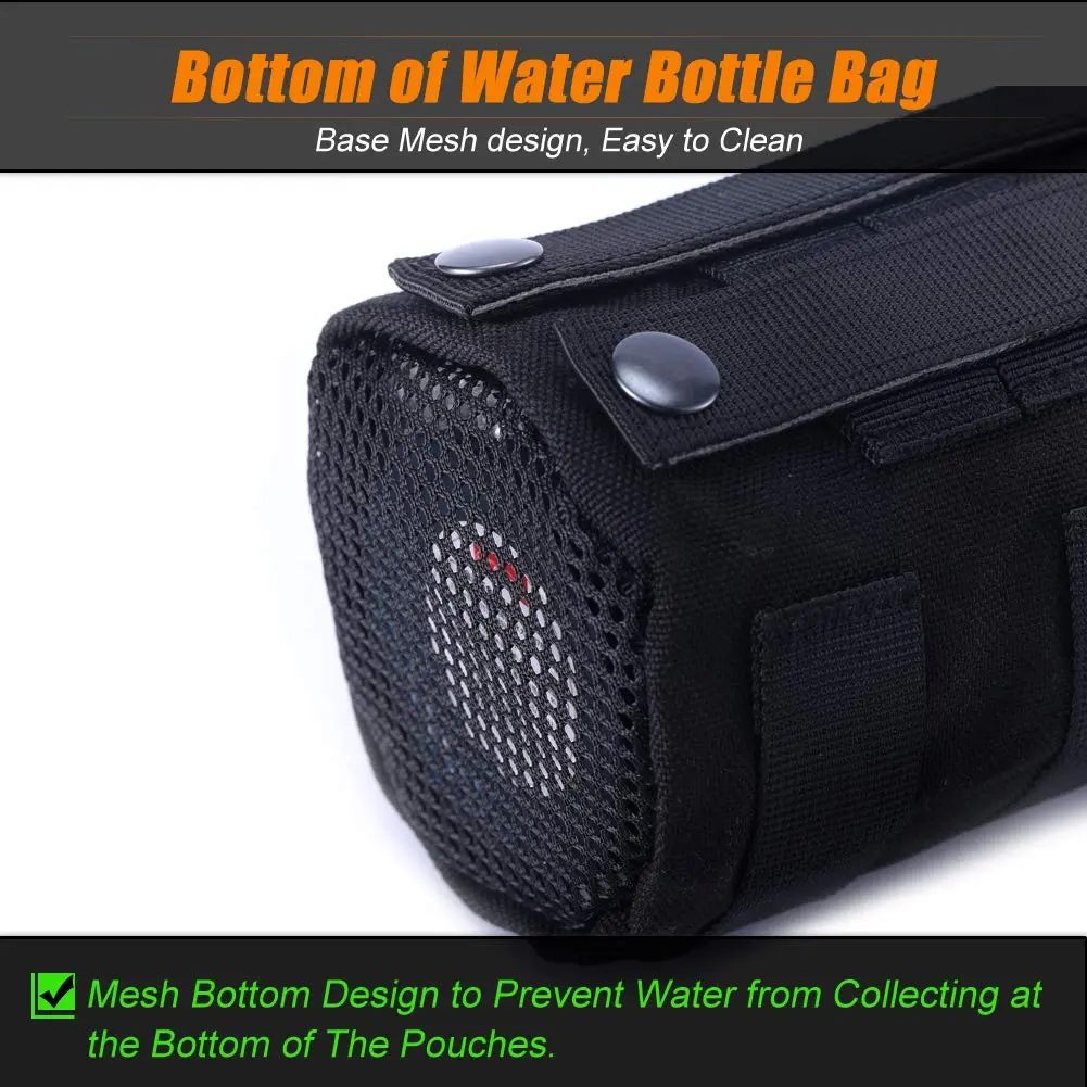 R.SASR Tactical Drawstring Molle Water Bottle Holder Pouch 24.5cm (9.45in) | Fits 0.5L Smartwater Bottles - view 7
