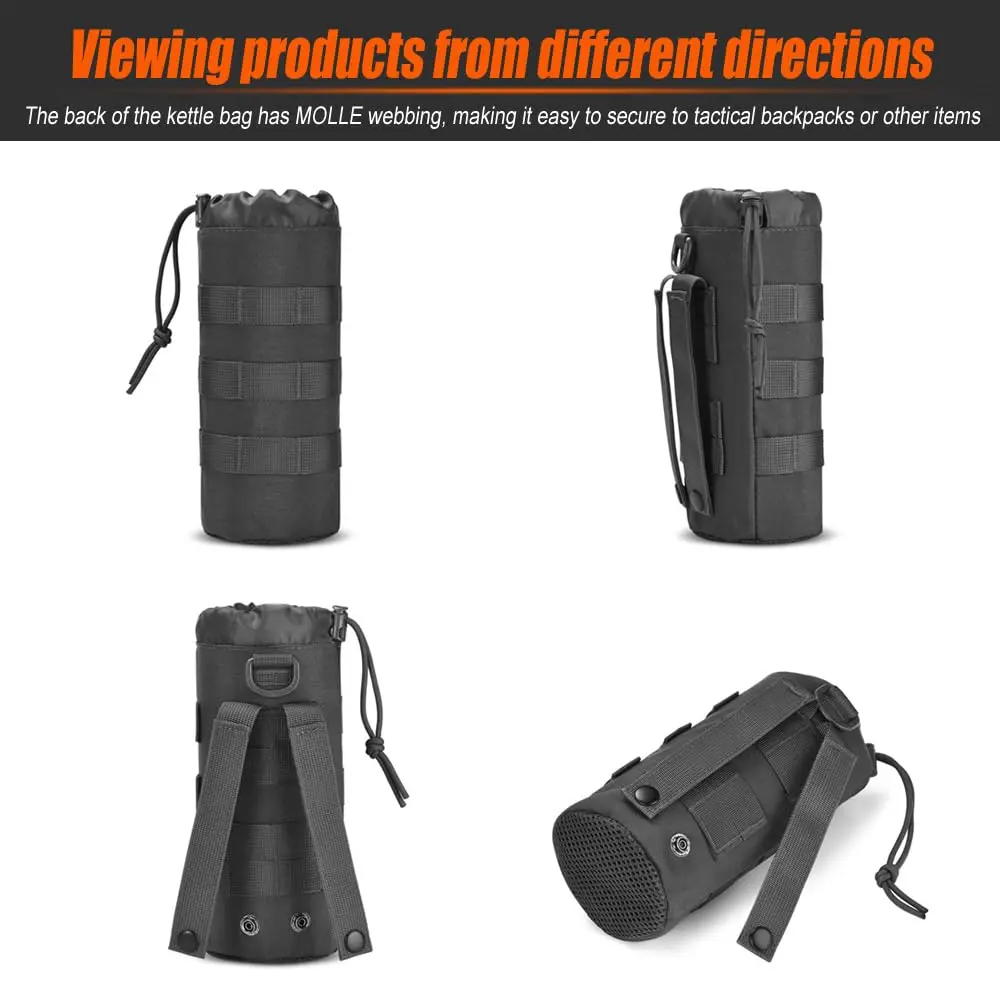 R.SASR Tactical Drawstring Molle Water Bottle Holder Pouch 24.5cm (9.45in) | Fits 0.5L Smartwater Bottles - view 3