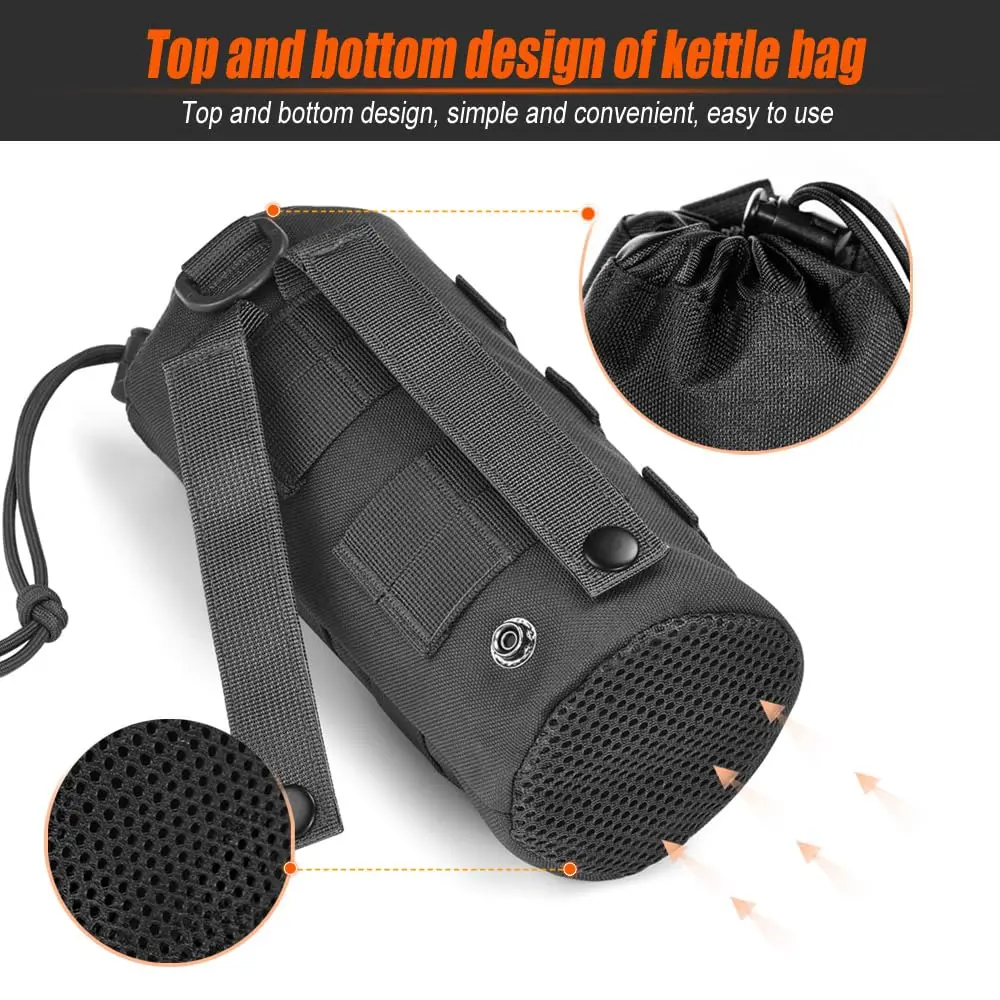 R.SASR Tactical Drawstring Molle Water Bottle Holder Pouch 24.5cm (9.45in) | Fits 0.5L Smartwater Bottles - view 4