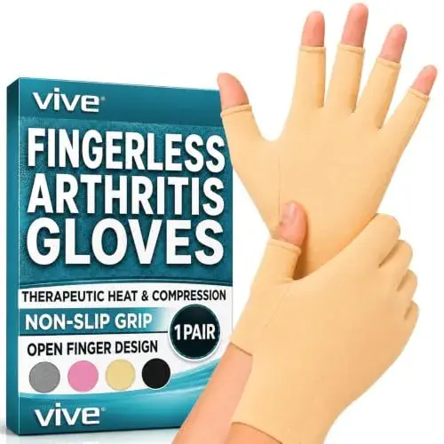 Vive Arthritis Compression Gloves - Medium Size, Beige Color for Hand Pain Relief - main product image