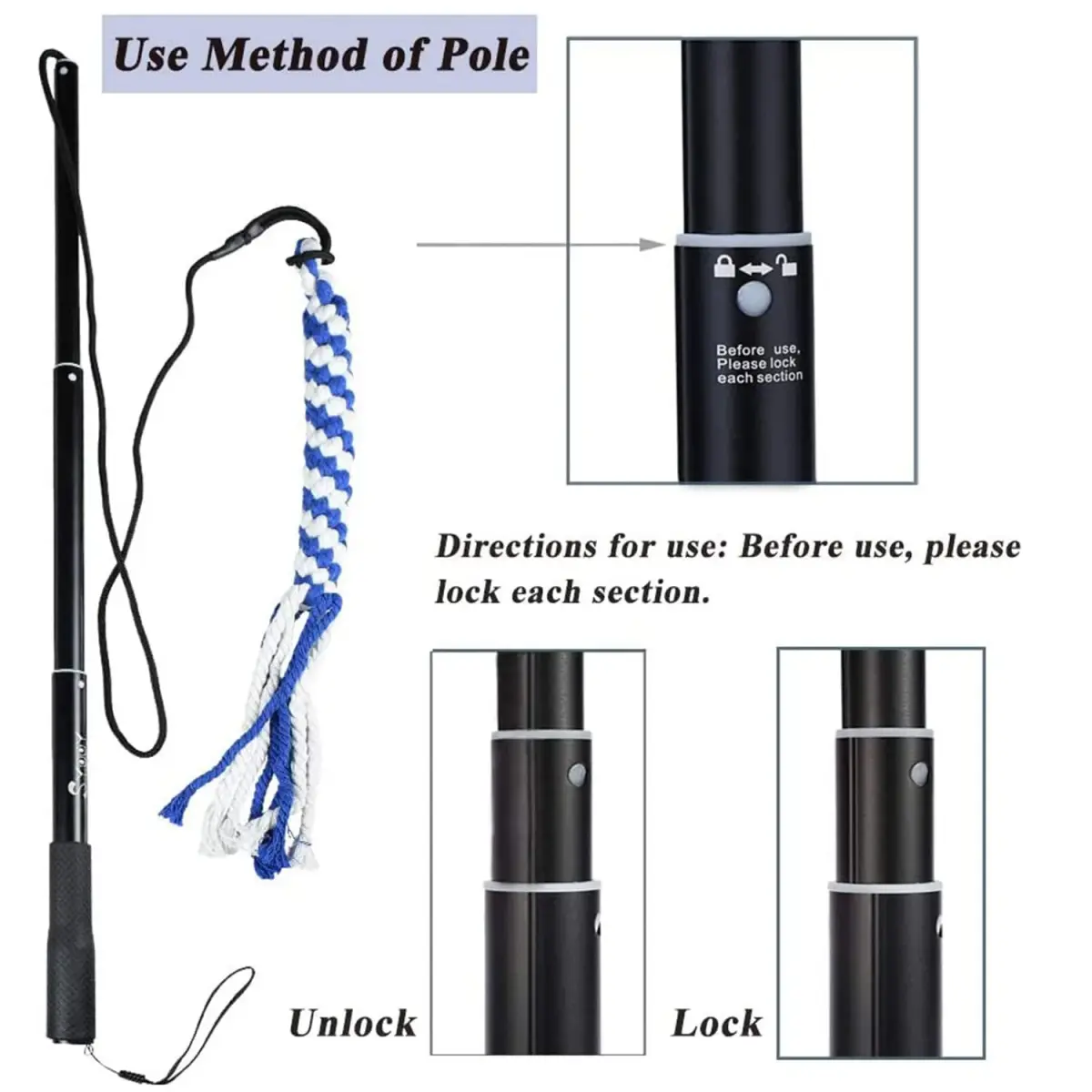 SYOOY Interactive Dog Flirt Pole with 3 Rope Tails | 25cm-89cm (10"-35") Extendable Wand - view 3
