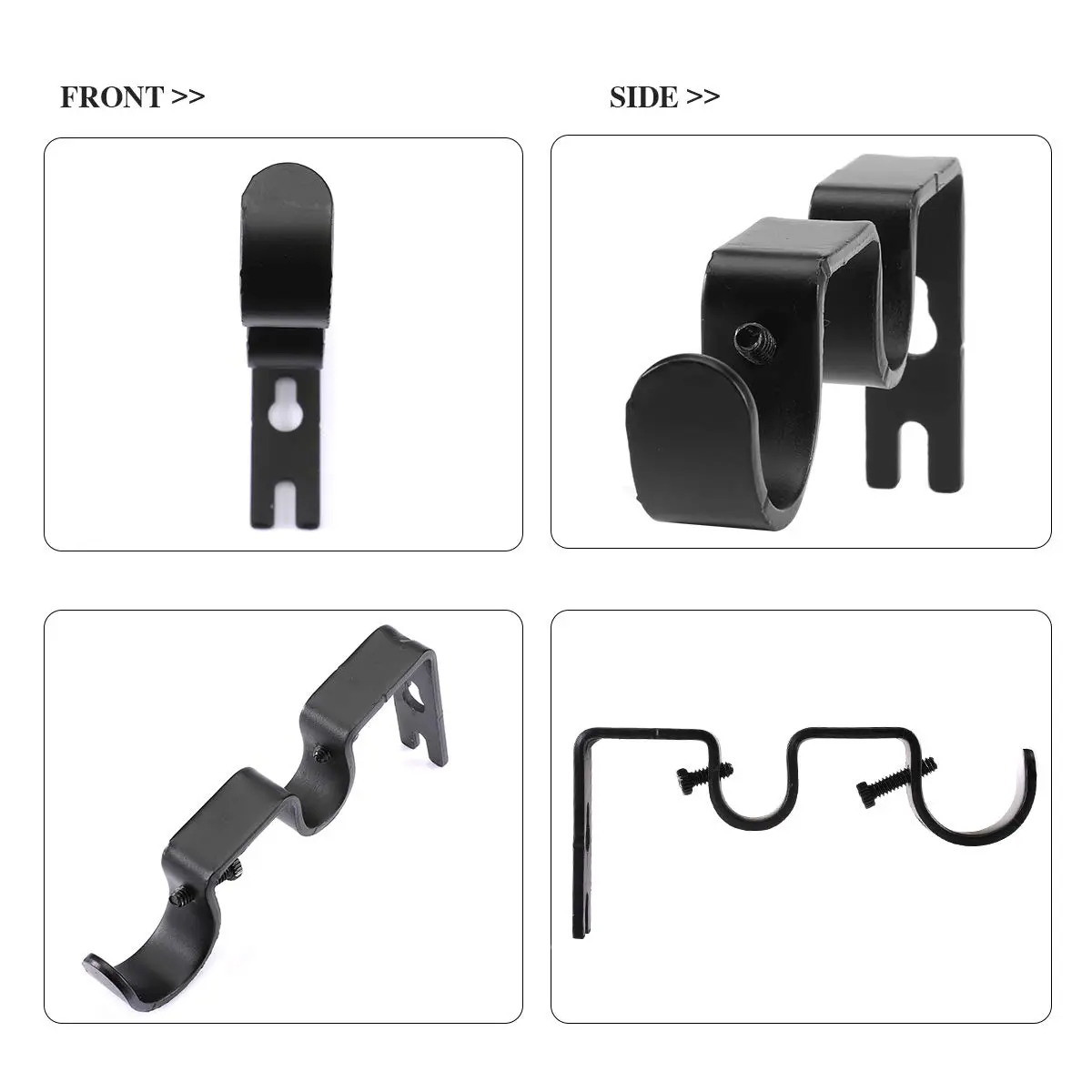 Anndason Heavy Duty Double Curtain Rod Brackets 1" & 5/8" Inch Rod Holders Set of 2 Black | Mounts Securely for Home & Office - view 7