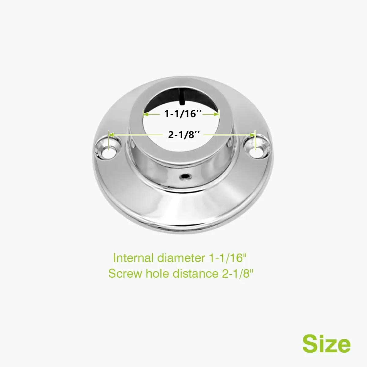 Naiture Shower Curtain Rod Round Flange or Bracket, Set of 2, Chrome | Corrosion-Resistant Zinc Alloy, Fits 1" OD Shower Rods - view 5