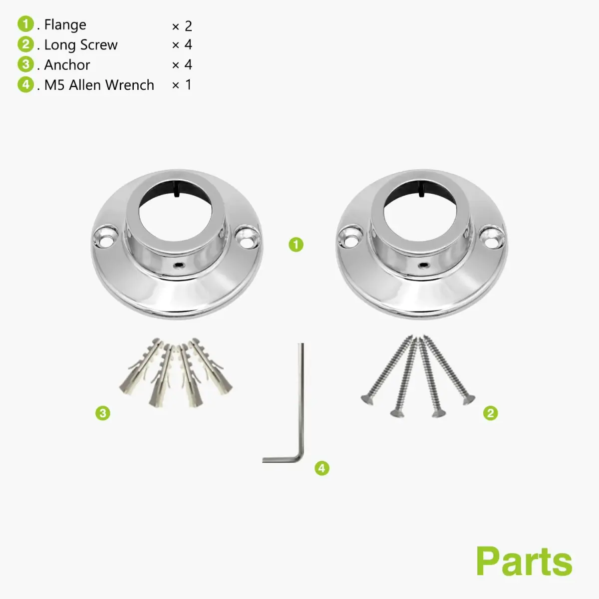 Naiture Shower Curtain Rod Round Flange or Bracket, Set of 2, Chrome | Corrosion-Resistant Zinc Alloy, Fits 1" OD Shower Rods - view 6