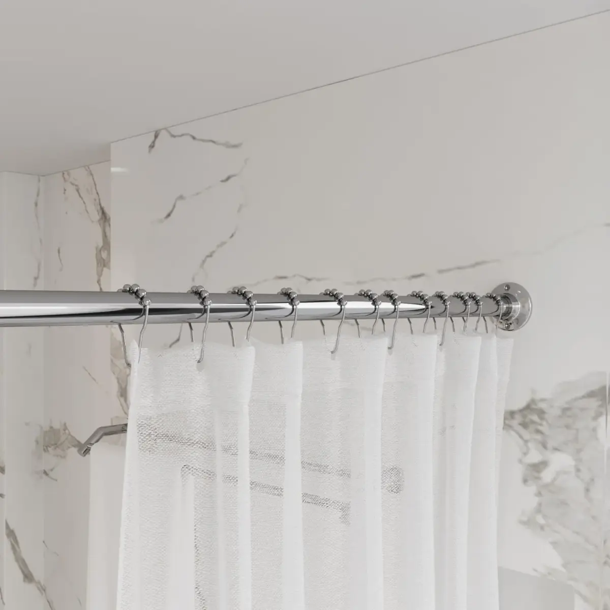Naiture Shower Curtain Rod Round Flange or Bracket, Set of 2, Chrome | Corrosion-Resistant Zinc Alloy, Fits 1" OD Shower Rods - view 2