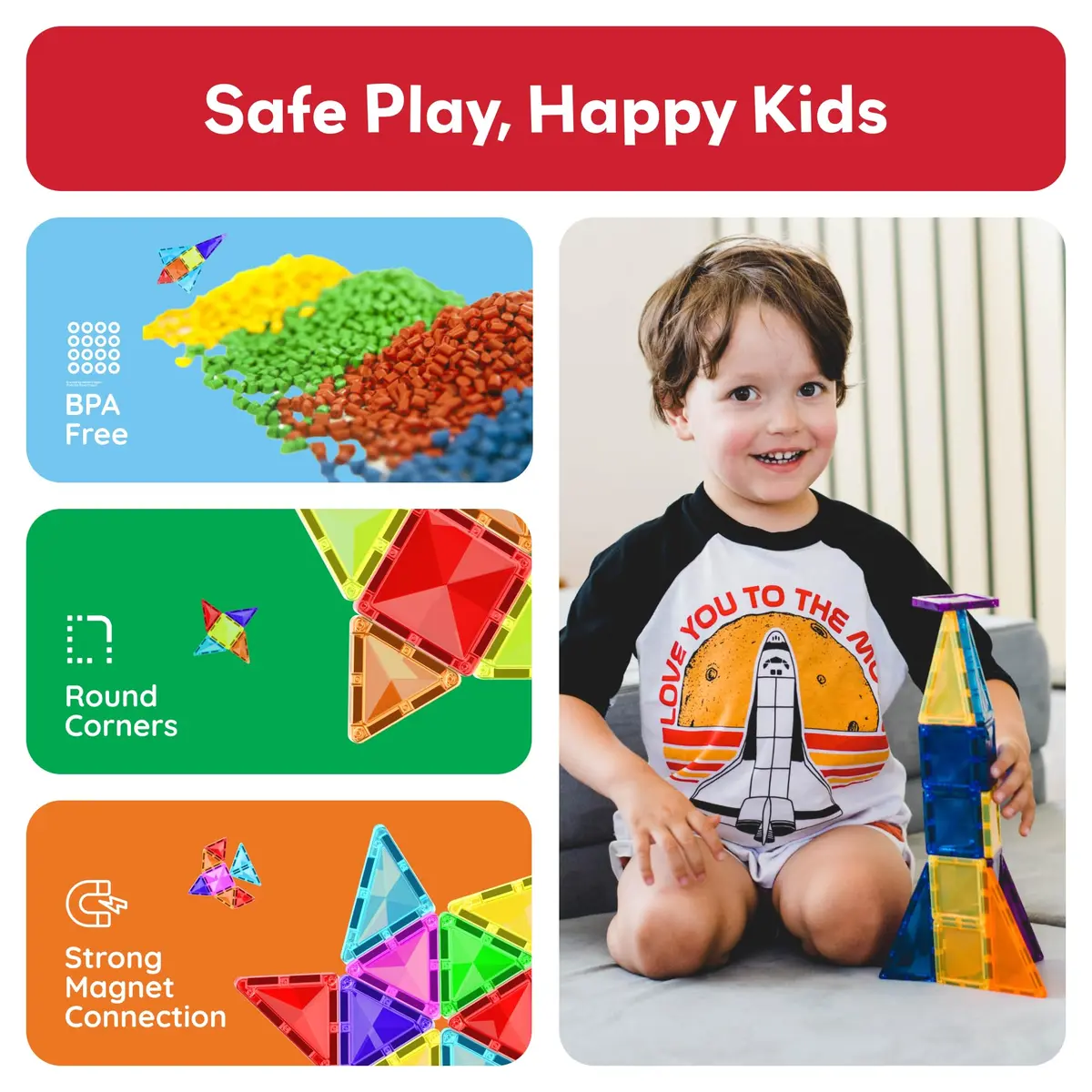 PicassoTiles 60 pcs Mini Magnetic Tiles | Compact Travel-Friendly STEM Building Blocks for Kids 3+ - view 5