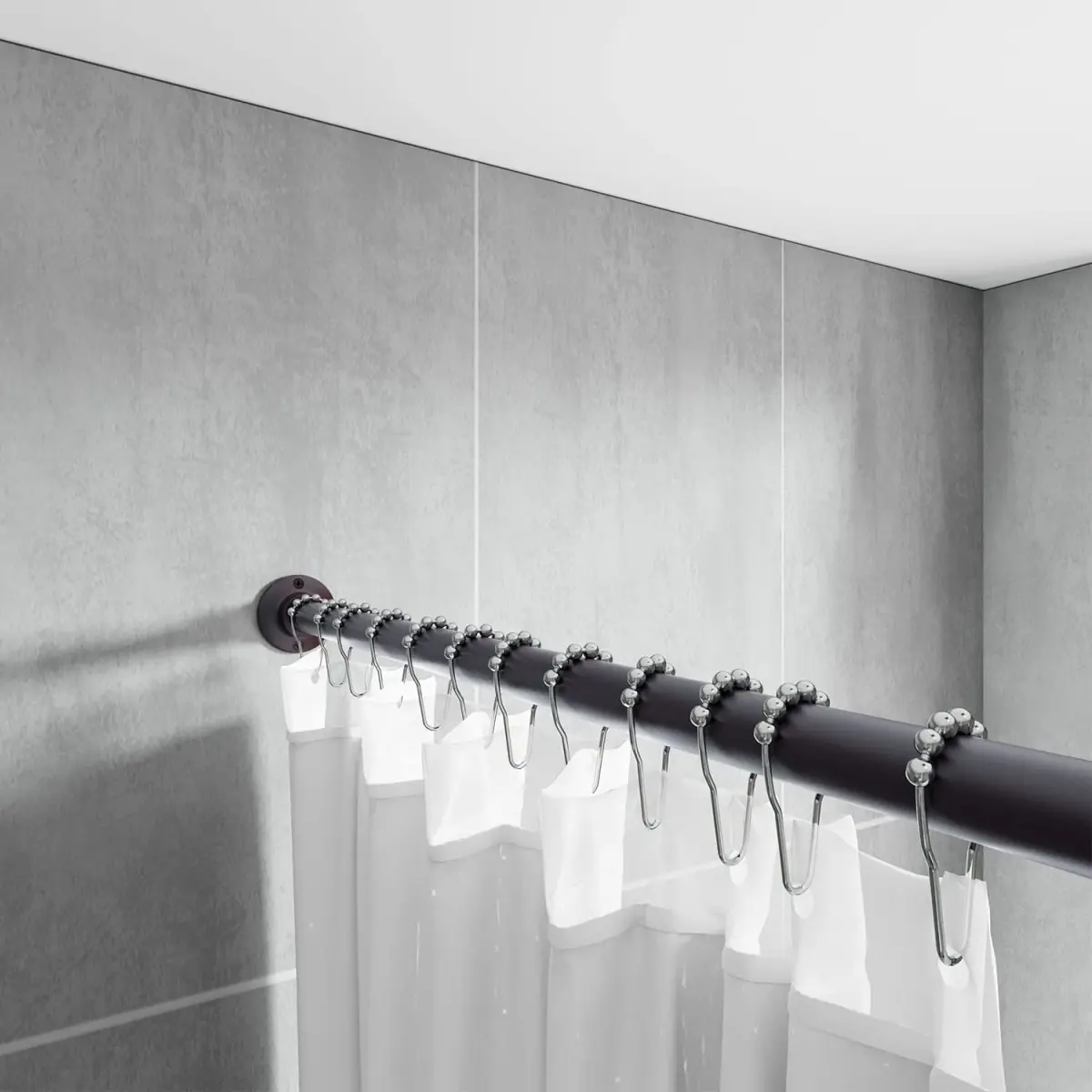 Naiture Shower Curtain Rod Round Flange Set of 2 Oil Rubbed Bronze | Durable Zinc Alloy Bracket, Fits 1" Rods - view 2