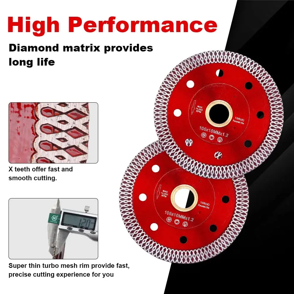 Casaverde 4-inch (105 mm) Super Thin Diamond Porcelain Saw Blade Set | Fast, Chip-Free Cuts for Masonry - view 4