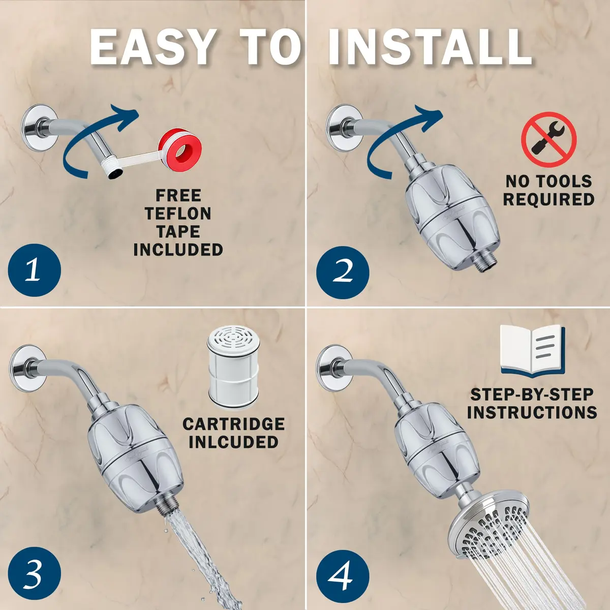 Aqua Elegante Chlorine Shower Water Filter - Polished Chrome | Reduces Chlorine & Heavy Metals, Softens Skin & Hair - view 5